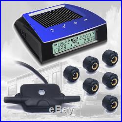 RV Car Trailer Solar TPMS Tire Pressure Monitoring System 6 Sensors LCD Display