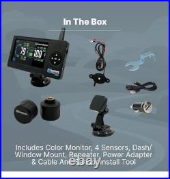 RV TPMS 6 Sensor Wireless Color Monitor Tire Pressure System Window or Dash