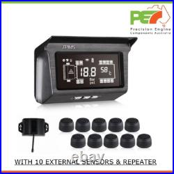 Real time TPMS Solar Tyre Pressure Monitor System for Truck RV Trailer 10 Sensor