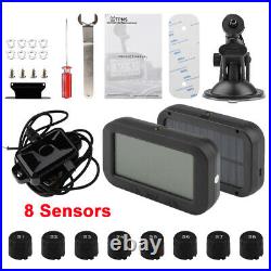 Real time TPMS Solar Tyre Pressure Monitor System for Truck RV Trailer 8 Sensor