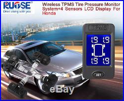 Rupse Wireless TPMS Tire Pressure Monitor System+4 Sensors LCD Display For Honda