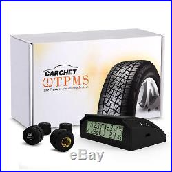 Solar Car Wireless TPMS LCD Tire Tyre Pressure Monitor System 4 External Sensors