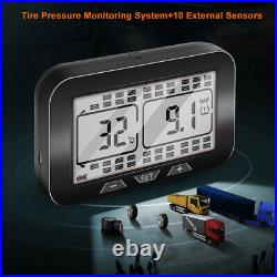 Solar LCD TPMS Tire Pressure Monitoring System For Truck + 10 External Sensors