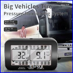 Solar LCD Tire Pressure Monitor System 12 External Sensors TPMS For Car RV Truck