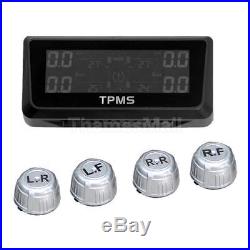Solar Panel Universal TPMS Tire Pressure Monitor System 4 External Sensor