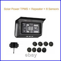 Solar Power Tire Pressure Monitoring System TPMS 8 Sensor with Repeater For Van RV