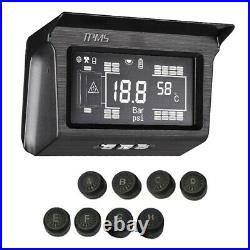 Solar Power Tire Pressure Monitoring System TPMS 8 Sensor with Repeater For Van RV