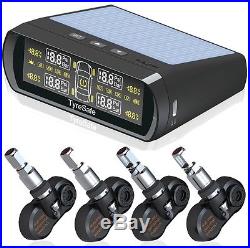 #Solar Power Wireless TPMS Tire Pressure LCD Monitor System 4 Sensors for Car