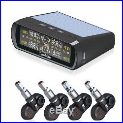 #Solar Power Wireless TPMS Tire Pressure LCD Monitor System 4 Sensors for Car