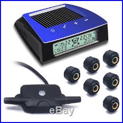 Solar Power Wireless TPMS Tire Pressure LCD Monitor System 6 Sensors for Car RV
