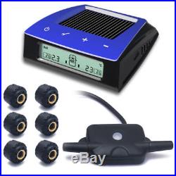Solar Power Wireless TPMS Tire Pressure LCD Monitoring System 6 Sensor TrailerS