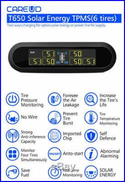 Solar Power Wireless TPMS Tire Pressure Monitoring System 6 Sensors For Trailer