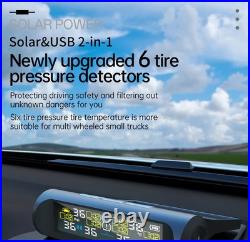 Solar TPMS Car Tire Pressure Alarm Monitor System 6 Sensor Tyre Pressure Warning