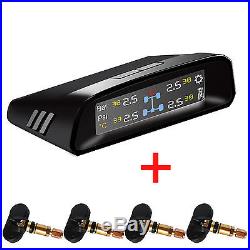 Solar TPMS Tire Pressure Monitoring System Wireless With LCD + 4 Internal Sensor