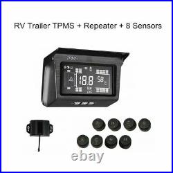 Solar TPMS Tyre Pressure Monitor System 8 Sensor with Repeater For Truck Trailer