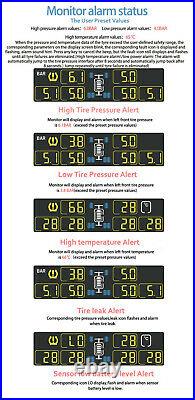 Solar TPMS Wireless Car Tire LCD Pressure Monitor System With 6 Sensors Internal