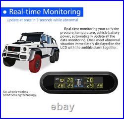 Solar Tire Pressure Monitor with 6 Internal Sensors TPMS for RV Pickup Trailer Van
