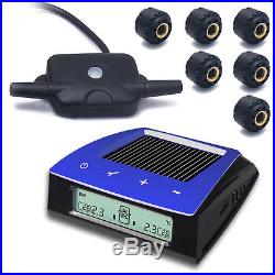 Solar Wireless TPMS Car Truck Tire Pressure Monitor System + 6 External Sensors