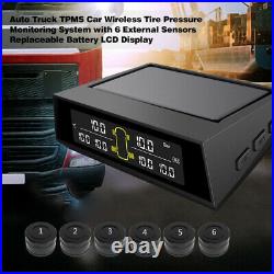 Solar Wireless TPMS Car Tyre Tire Pressure Monitoring System 6 External Sensors