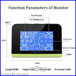 Solar Wireless TPMS Tire Pressure Alarm+4 Internal Sensor Monitoring Tpms System