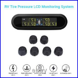 Solar Wireless TPMS Tyre Pressure Monitor System 6 Sensors For RV Trailer Pickup