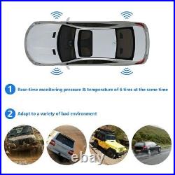 Solar Wireless TPMS Tyre Tire Pressure LCD Monitor System +6 Internal Sensors VF