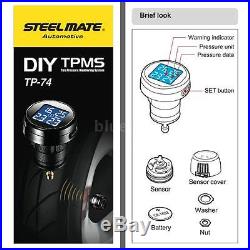 Steelmate 4 Sensors TP-74B TPMS Tire Pressure Monitor System LCD LED PSI Z6L3