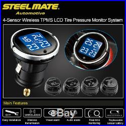 Steelmate Wireless TPMS Tire Pressure Monitoring System Bar/PSI Unit + 4 Sensors