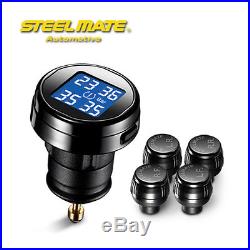 TMPS LED Tyre Tire Pressure Wireless Monitor System DIY+ 4 Sensors for Car Truck