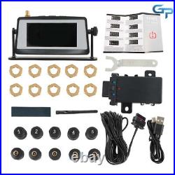 TPMS 10 wheel Real Time Tire Pressure Monitoring System RVs &Trucks