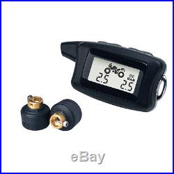 TPMS Motor Cycle Bike Wireless DIY Tire Pressure Monitor System 2Sensors LCD Ty
