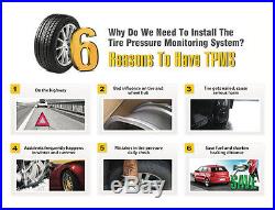 TPMS Tire Pressure LCD Display Monitoring System Wireless 4 External Sensors