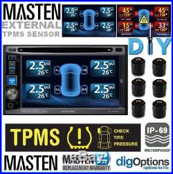 -TPMS Tire Pressure Monitor System 6 External Cap 22 Tyre Sensors DVD Naviga Car