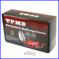 TPMS Tire Tyre Alarm Pressure Monitoring System Solar Wireless 4 internal sensor