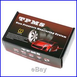 TPMS Tire Tyre Alarm Pressure Monitoring System Solar Wireless 4 internal sensor