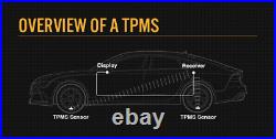 TPMS Tyre Pressure Monitoring LCD System Internal Valve Sensors x 4 Car, Carava