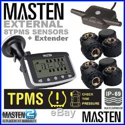 TPMS Tyre Pressure Monitoring System Caravan Truck RV External Cap Sensors x 8