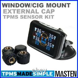 TPMS Tyre Pressure Monitoring System Wireless LCD External Sensors x 4 Trailer
