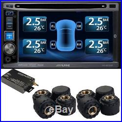 -TPMS Tyre Tire Pressure Monitor System 8 External Cap 22 Sensors DVD Video Cars