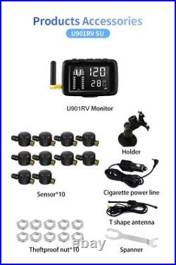 TPMS for Semi Trucks Tire Pressure Monitor System with 10 Sensor Kit US Seller