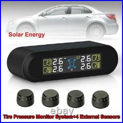 Tire Pressure Monitor System +4 External Sensor Solar Power LCD Display Car Tool
