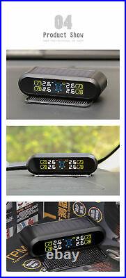 Tire Pressure Monitor System +4 External Sensor Solar Power LCD Display Car Tool