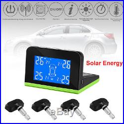 Tire Pressure Monitor System+4pcs Internal Sensors Solar Power Cigarette Lighter