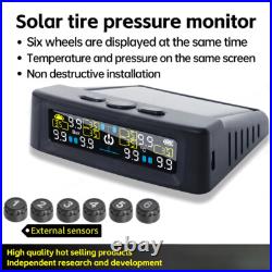 Tire Pressure Monitoring Safety Alarm System Solar Car Truck RV TPMS 6 sensor