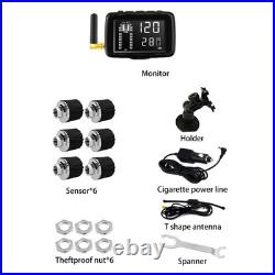 Truck RV TPMS Tire Pressure Monitoring System Wireless 6 Sensors 433.92MHz