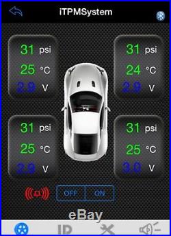 Tyre Pressure Monitor System TPMS Bluetooth Car Motorcycle 4Cap Sensors Extern