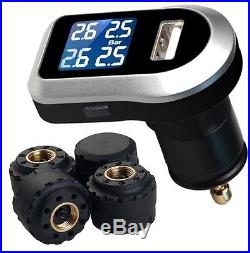 -Tyre Tire Pressure Monitoring System LCD TPMS 4 External Sensors Wireless Cars