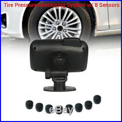 Universal LCD TPMS Tire Pressure Monitor System 8 Sensors + Repeater For Trailer