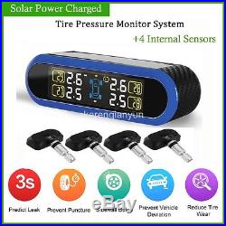 Universal Solar Power TPMS Wireless Tire Pressure Monitoring +4 Internal Sensors
