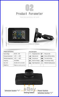 Universal TPMS Tire Pressure Monitoring System+4 Internal Sensors LCD Display